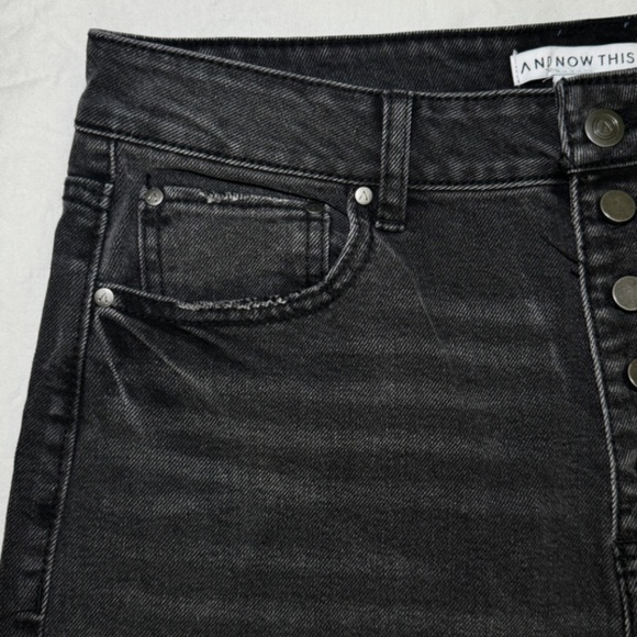 NWOT And Now This Jeans High Waist Wide-Leg Rip Crop Black Wash Size 31 Vintage - Picture 7 of 16
